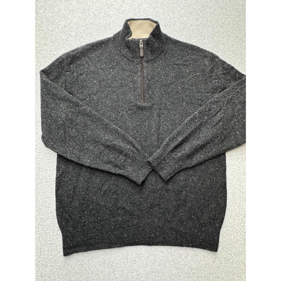 Orvis Sweater Mens XL Gray Wool Half Zip Pullover Speckled‎ Knit Outdoors Warm